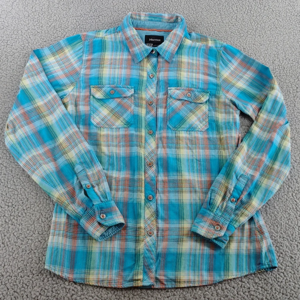 Marmot Shirt Women's Medium Button Down Plaid Double Layer Long Sleeve Outdoor
